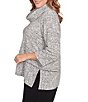 Ruby Rd. Plus Size Chenille Space-Dye Cowl Neck 3/4 Sleeve Top, Color:Black Multi - Image 3