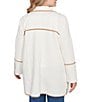 Ruby Rd. Plus Size Collared Long Sleeve Faux Suede Trim Open-Front Cardigan Jacket, Color:Ivory - Image 2