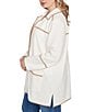 Ruby Rd. Plus Size Collared Long Sleeve Faux Suede Trim Open-Front Cardigan Jacket, Color:Ivory - Image 3