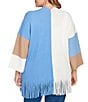 Ruby Rd. Plus Size Colorblock Long Sleeve Fringe Hem Open-Front Cardigan Sweater, Color:Ivory Multi - Image 2