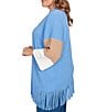 Ruby Rd. Plus Size Colorblock Long Sleeve Fringe Hem Open-Front Cardigan Sweater, Color:Ivory Multi - Image 3