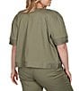 Ruby Rd. Plus Size Coordinating Tencel Denim Crew Neck Short Sleeve Pleated Trim Utility Jacket - Image 2