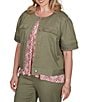 Ruby Rd. Plus Size Coordinating Tencel Denim Crew Neck Short Sleeve Pleated Trim Utility Jacket - Image 4