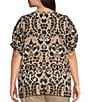 Ruby Rd. Plus Size Coordinating Textured Woven Modern Damask Scoop Neck Short Sleeve Top - Image 2