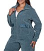 Ruby Rd. Plus Size Coordinating Velveteen Portrait Collar Long Sleeve Zip Front Jacket - Image 3