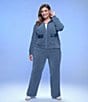 Ruby Rd. Plus Size Coordinating Velveteen Portrait Collar Long Sleeve Zip Front Jacket - Image 4