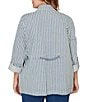Ruby Rd. Plus Size Cotton-Blend Stripe Point Collar Long-Roll Tab Sleeve Anorak Jacket - Image 2