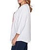 Ruby Rd. Plus Size Cotton Jersey Bella Vista Embellished Crew Neck 3/4 Sleeve Tee - Image 3