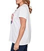 Ruby Rd. Plus Size Cotton Jersey Knit Sequin Beaded Postcard Print V-Neck Short Sleeve Tee - Image 3