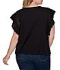 Ruby Rd. Plus Size Cotton Slub Jersey Knit Solid Scoop Neck Crochet Trim Sleeve Top - Image 5