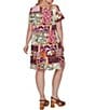 Ruby Rd. Plus Size Cotton Stretch Knit Patchwork Print Scoop Neck Short Sleeve Tiered Dress - Image 2