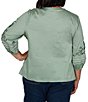 Ruby Rd. Plus Size Cotton Voile Embroidered Round Neck 3/4 Sleeve Top - Image 2