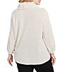 Ruby Rd. Plus Size Cowl Neck 3/4 Sleeve Side Tie Honeycomb Knit Top, Color:Ivory/Black - Image 2