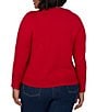 Ruby Rd. Plus Size Cozy Knit Christmas Tree Pom-Pom Ornament Scoop Neck Long Sleeve Top - Image 2
