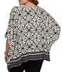 Ruby Rd. Plus Size Crepe Shibori Geometric V-Neck Short Sleeve Contrast Trim Top - Image 2