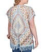 Ruby Rd. Plus Size Crochet Geometric Cap Sleeve Open-Front Cardigan, Color:Blue Sky Multi - Image 2