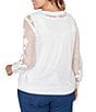 Ruby Rd. Plus Size Crocheted Overlay Inner Tank Scoop Neck Long Sleeve Sweater - Image 2