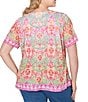 Ruby Rd. Plus Size Damask Floral Scoop Neck Short Sleeve Knit Tee Top - Image 2