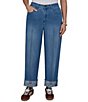 Ruby Rd. Plus Size Denim Relaxed Fit Wide Floral Print Cuff Ankle Jeans - Image 1
