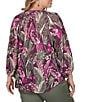 Ruby Rd. Plus Size Desertwillow Slub Knit Split V-Neck 3/4 Cuffed Sleeve Tassel Tie Top - Image 2