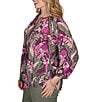 Ruby Rd. Plus Size Desertwillow Slub Knit Split V-Neck 3/4 Cuffed Sleeve Tassel Tie Top - Image 3