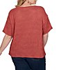 Ruby Rd. Plus Size Diamond Textured Knit Scoop Neck Elbow Length Sleeve Top - Image 2