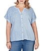 Ruby Rd. Plus Size Double Gauze Woven Paisley Embroidered Button-Front Blouse - Image 1