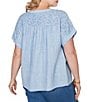 Ruby Rd. Plus Size Double Gauze Woven Paisley Embroidered Button-Front Blouse - Image 2