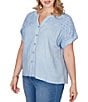 Ruby Rd. Plus Size Double Gauze Woven Paisley Embroidered Button-Front Blouse - Image 3