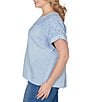 Ruby Rd. Plus Size Double Gauze Woven Paisley Embroidered Button-Front Blouse - Image 4