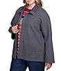 Color:Charcoal Multi - Image 3 - Plus Size Doublefaced Snap Front Quilted Knit Jacket