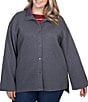 Color:Charcoal Multi - Image 1 - Plus Size Doublefaced Snap Front Quilted Knit Jacket