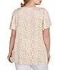 Ruby Rd. Plus Size Embellished Beaded Macrame Scoop Neck Short Sleeve Top, Color:Jute/Multi - Image 2