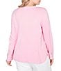 Ruby Rd. Plus Size Embellished Sparkle Crew Neck Long Sleeve Knit Sweater, Color:Pink - Image 2