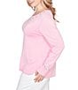 Ruby Rd. Plus Size Embellished Sparkle Crew Neck Long Sleeve Knit Sweater, Color:Pink - Image 3