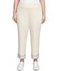 Ruby Rd. Plus Size Embroidered Beaded Hem Pull-On Ankle Pants, Color:Canvas - Image 1