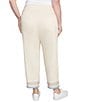 Ruby Rd. Plus Size Embroidered Beaded Hem Pull-On Ankle Pants, Color:Canvas - Image 2