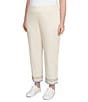Ruby Rd. Plus Size Embroidered Beaded Hem Pull-On Ankle Pants, Color:Canvas - Image 4