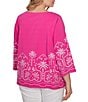 Ruby Rd. Plus Size Embroidered Boat Neck 3/4 Sleeve Top - Image 2