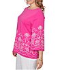 Ruby Rd. Plus Size Embroidered Boat Neck 3/4 Sleeve Top - Image 3