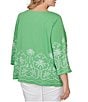 Ruby Rd. Plus Size Embroidered Boat Neck 3/4 Sleeve Top - Image 6