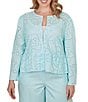 Ruby Rd. Plus Size Embroidered Floral Eyelet Long Sleeve Coordinating Peplum Jacket - Image 1