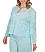 Ruby Rd. Plus Size Embroidered Floral Eyelet Long Sleeve Coordinating Peplum Jacket - Image 3