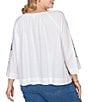 Ruby Rd. Plus Size Embroidered Floral Scoop Neck 3/4 Sleeve Button-Front Blouse - Image 2