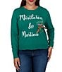 Ruby Rd. Plus Size Embroidered Mistletoe & Martinis Crew Neck Long Sleeve Sweater - Image 1