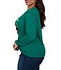 Ruby Rd. Plus Size Embroidered Mistletoe & Martinis Crew Neck Long Sleeve Sweater - Image 3