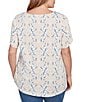 Ruby Rd. Plus Size Embroidered Printed Sweetheart Neck Short Tulip Sleeve Top, Color:Jute Multi - Image 2