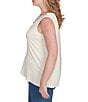 Ruby Rd. Plus Size Embroidered Soft Jersey Knit Embellished Crew Neck Sleeveless Top, Color:Canvas - Image 3
