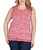 Ruby Rd. Plus Size Embroidered Soft Marled Knit Scoop Neck Sleeveless Sweater Tank, Color:Sangria - Image 1