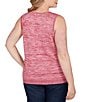 Ruby Rd. Plus Size Embroidered Soft Marled Knit Scoop Neck Sleeveless Sweater Tank, Color:Sangria - Image 2